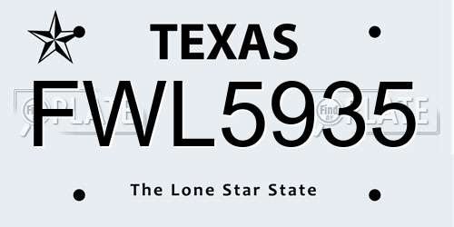 FWL5935 Texas License Plate