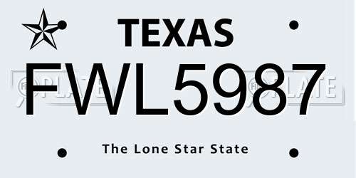 FWL5987 Texas License Plate