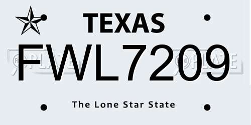 FWL7209 Texas License Plate