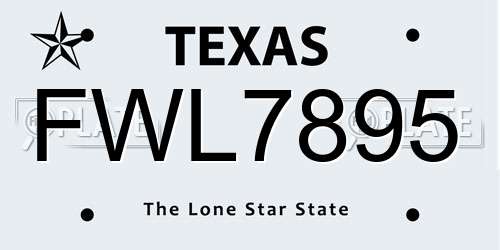 FWL7895 Texas License Plate