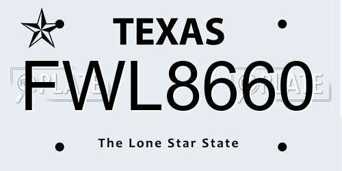 FWL8660 Texas License Plate