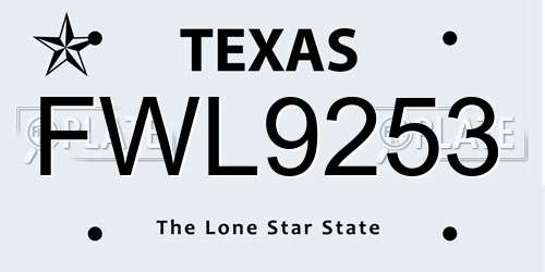 FWL9253 Texas License Plate