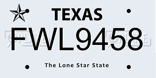 FWL9458 Texas License Plate