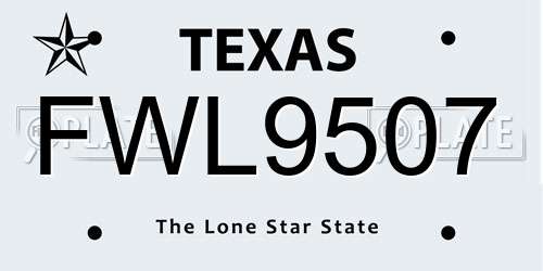 FWL9507 Texas License Plate