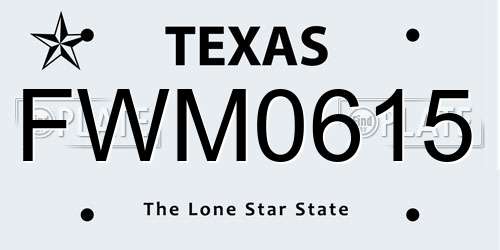 FWM0615 Texas License Plate