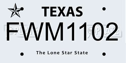 FWM1102 Texas License Plate