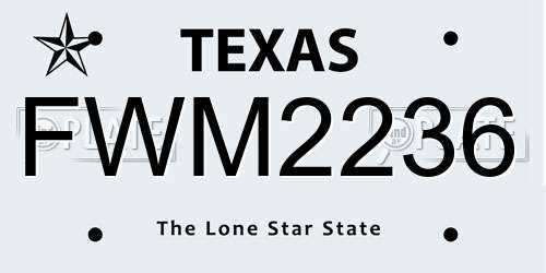 FWM2236 Texas License Plate