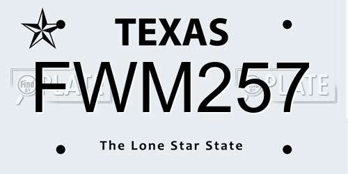 FWM257 Texas License Plate
