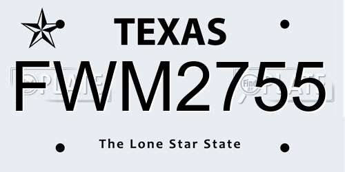 FWM2755 Texas License Plate