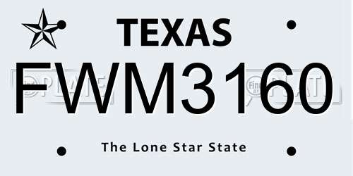 FWM3160 Texas License Plate