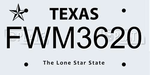 FWM3620 Texas License Plate