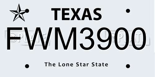 FWM3900 Texas License Plate