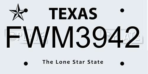 FWM3942 Texas License Plate