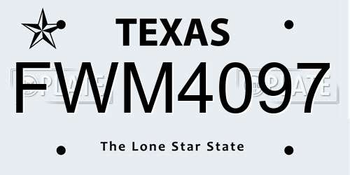 FWM4097 Texas License Plate