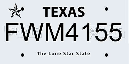 FWM4155 Texas License Plate