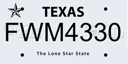 FWM4330 Texas License Plate