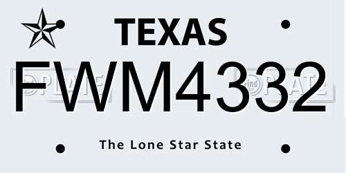 FWM4332 Texas License Plate