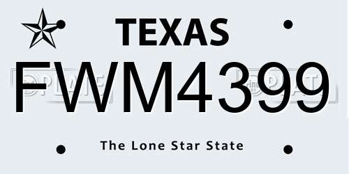 FWM4399 Texas License Plate
