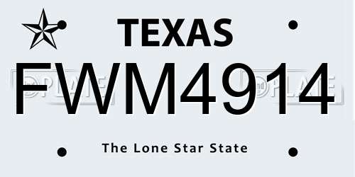 FWM4914 Texas License Plate