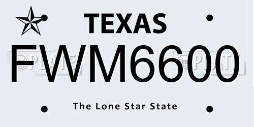 FWM6600 Texas License Plate