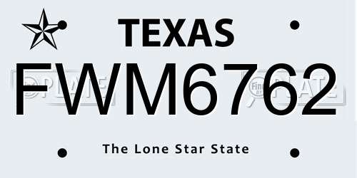 FWM6762 Texas License Plate
