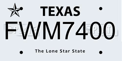 FWM7400 Texas License Plate