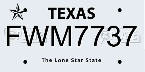 FWM7737 Texas License Plate