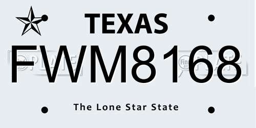 FWM8168 Texas License Plate