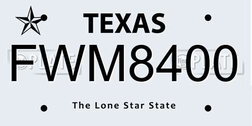 FWM8400 Texas License Plate