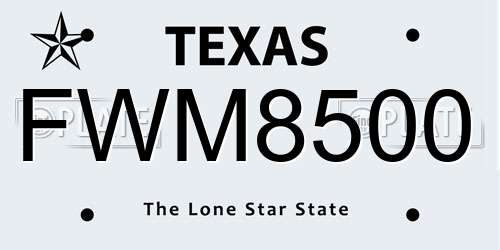 FWM8500 Texas License Plate