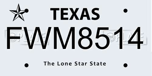 FWM8514 Texas License Plate