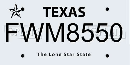 FWM8550 Texas License Plate