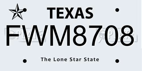 FWM8708 Texas License Plate
