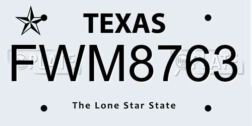 FWM8763 Texas License Plate