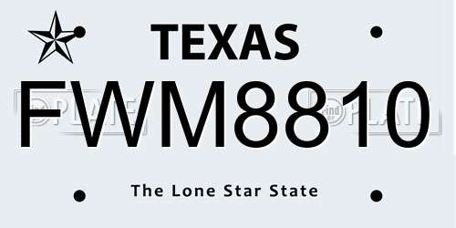 FWM8810 Texas License Plate