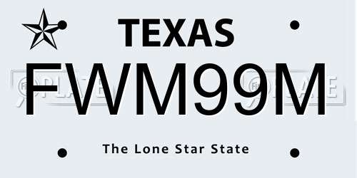 FWM99M Texas License Plate