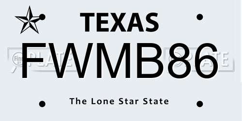 FWMB86 Texas License Plate