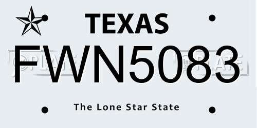FWN5083 Texas License Plate