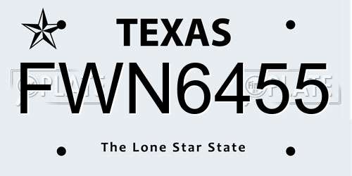 FWN6455 Texas License Plate