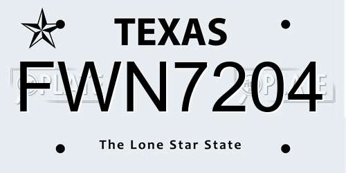 FWN7204 Texas License Plate