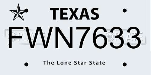 FWN7633 Texas License Plate