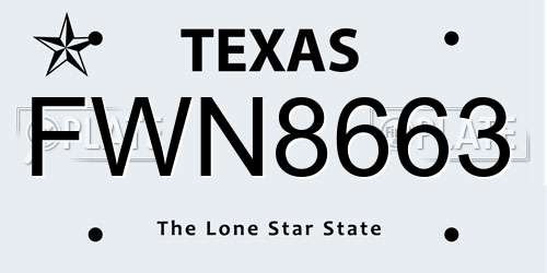 FWN8663 Texas License Plate