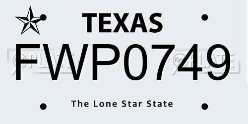FWP0749 Texas License Plate