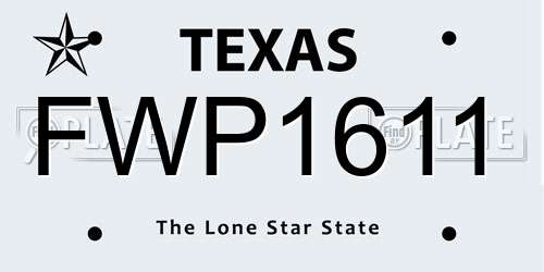 FWP1611 Texas License Plate