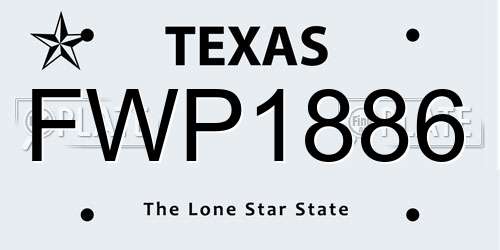 FWP1886 Texas License Plate