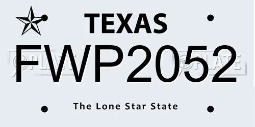 FWP2052 Texas License Plate
