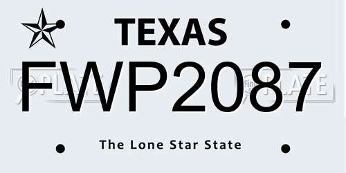 FWP2087 Texas License Plate