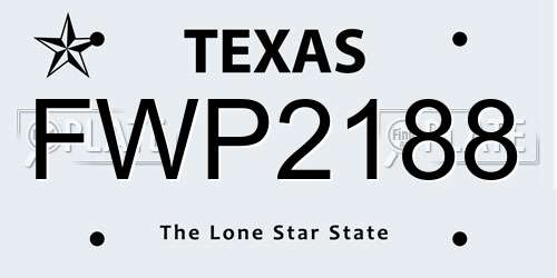 FWP2188 Texas License Plate