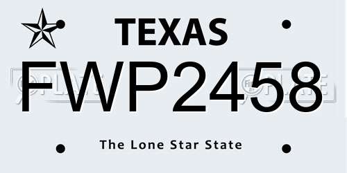 FWP2458 Texas License Plate