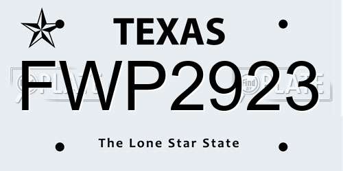 FWP2923 Texas License Plate